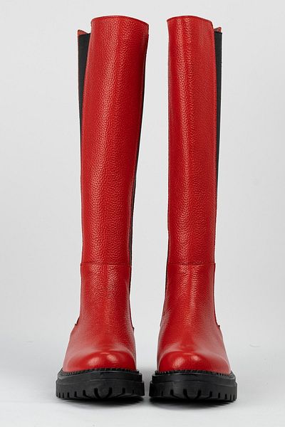 TUNAELLİ Women's Red Genuine Natural Leather Boots Size 35-41