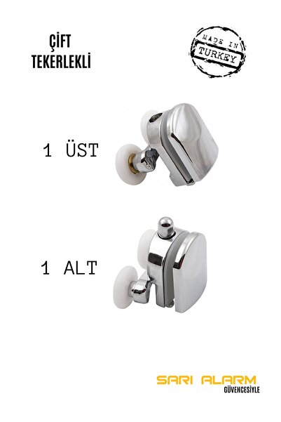 sarıalarm Duşakabin Teker Seti Çiftli 2'li Set ( 1 Alt 1 Üst )