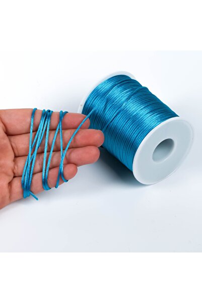 yfhobi 10 Metre - 1 Mm Floş Ip, Bileklik Ipi, Sıçan Kuyruğu Ip, Gök Mavisi Renkli, Takı Ipi