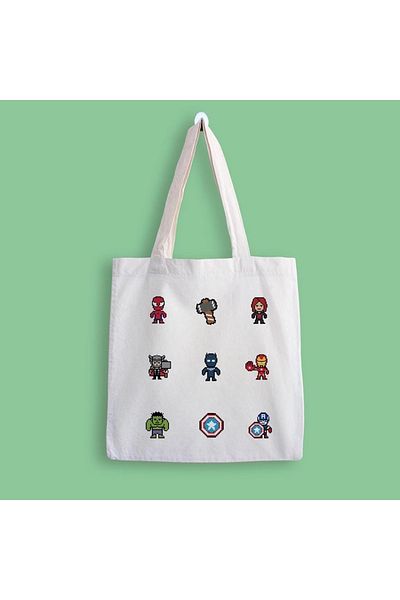 designedfy Geantă din pânză imprimată Marvel Mini Characters