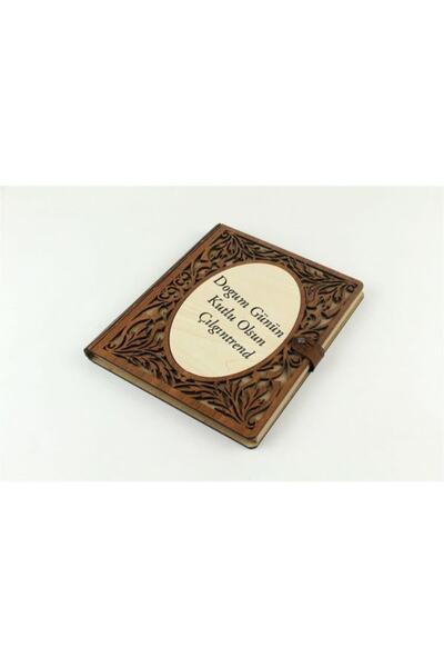 Çılgıntrend Kişiye Özel Ahşap Desenli Akordiyon Defter