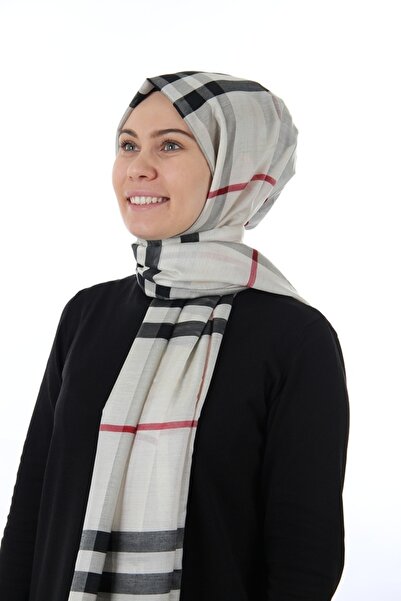Sima Krem-kırmızı Burberry Ekose Şal