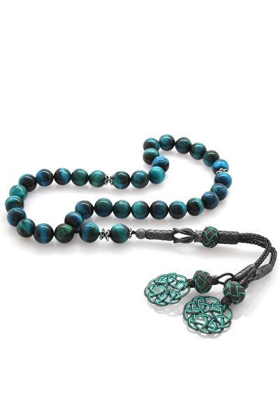 Tesbihane 1000 Carat Kazaz Tasseled Globe Cut Turquoise Turtle Eye Natural Stone Rosary101001855