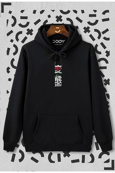 Jooy Company Hanorac negru cu glugă Japan Rose