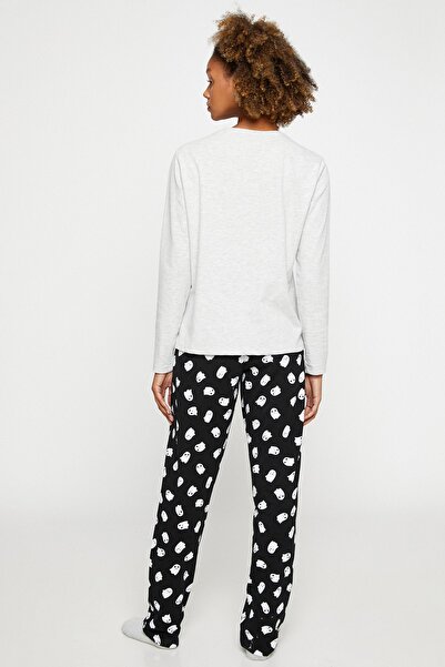 Koton Women's Black Patterned Pajama Set 3WLK40154MK
