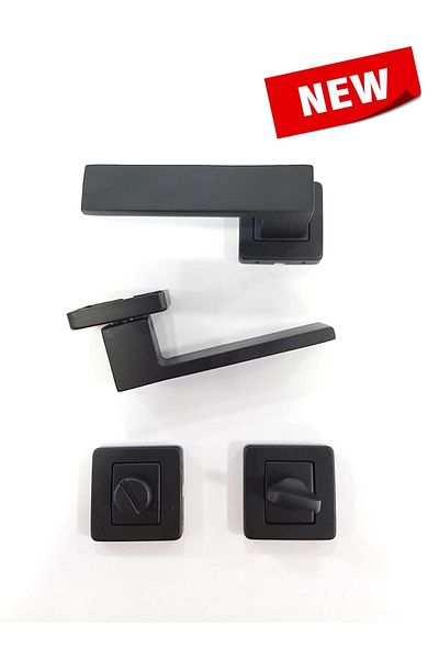 ARON Sofuoğlu Stainless Luxury Orkide Square Rosette Matte Black (BATHROOM - WC) Door Handle Aluminum / Steel