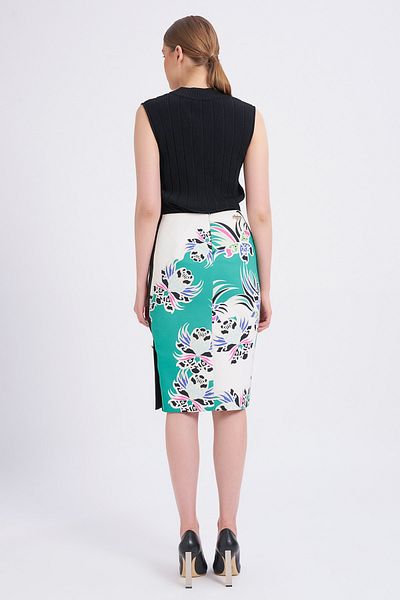 Balizza Striped Stone Buttoned Patterned Skirt