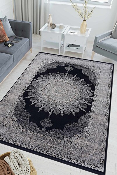 Naar Halı Gloria 6460f Siyah / Gri Modern Dokuma Taban Halı