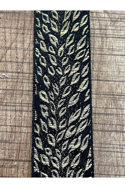 Gönülden Tasarım 2 Cm Gold Yellow Leaf Patterned Embroidered Decorative Accessory Strip (1 METER)