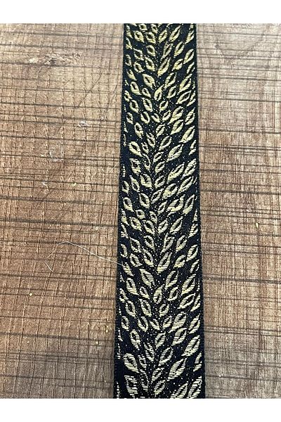 Gönülden Tasarım 2 Cm Gold Yellow Leaf Patterned Embroidered Decorative Accessory Strip (1 METER)