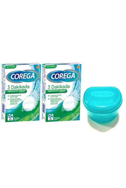 Corega Diş Protezi Temizleyici Tablet 30 Lu 2 Kutu + Protez Saklama Kabı