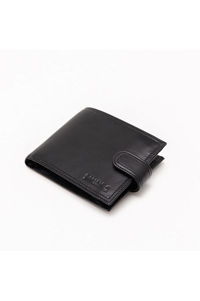 Eminsa Black Plain Leather Clip Men's Wallet
