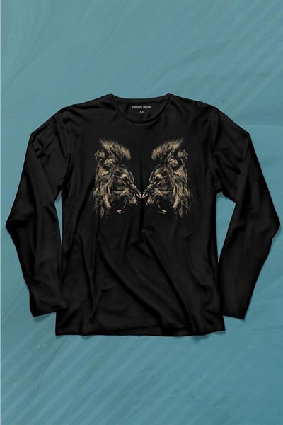 Kendim Seçtim Tricou cu mânecă lungă Mutual Roaring Lion Heads Lion Head Tricou imprimat