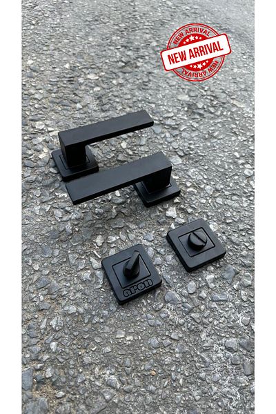 ARON Sofuoğlu Stainless Luxury Orkide Square Rosette Matte Black (BATHROOM - WC) Door Handle Aluminum / Steel