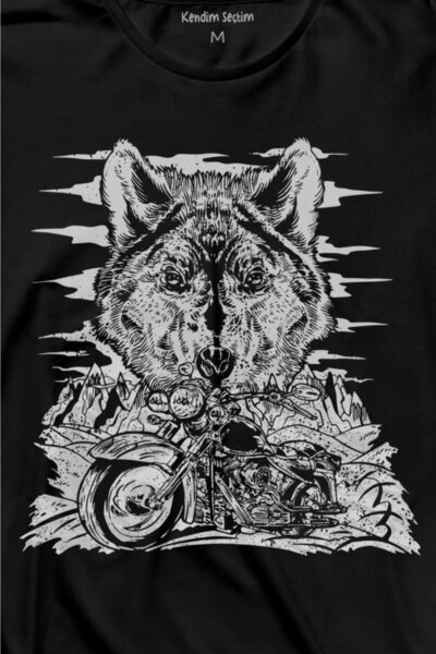 Kendim Seçtim Tricou cu mânecă lungă în aer liber Ride To Wild Wolf și motocicletă Tricou imprimat