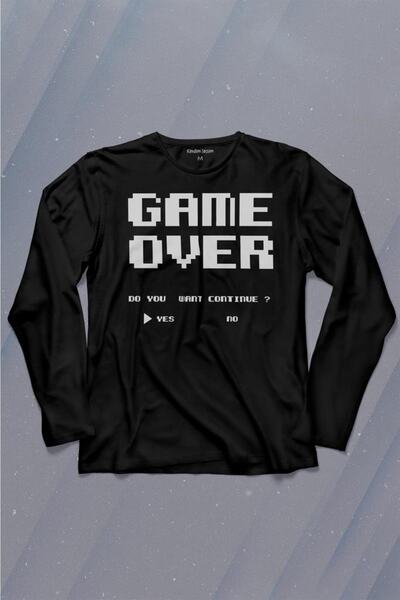 Kendim Seçtim Game Over Atari Retro Pixel Gaming Majica dugih rukava Štampano...