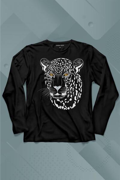 Kendim Seçtim Leopard Face Streamer Lepoar Face Lion Head Majica dugih rukava...