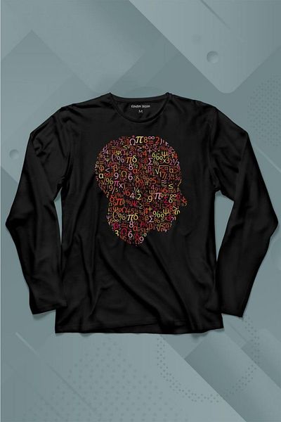 Kendim Seçtim Tricou cu mânecă lungă Math Equation Human Head - Tricou imprimat cu numere