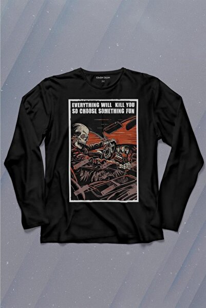Kendim Seçtim Majica dugih rukava sa lubanjom Štampano T-shirt