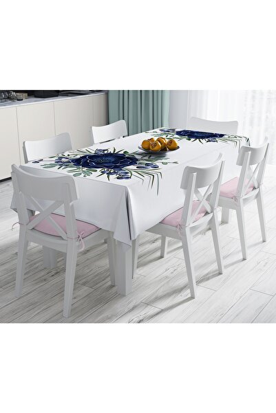 Realhomes Special Design Dark Blue Rose Design Digital Printed Tablecloth