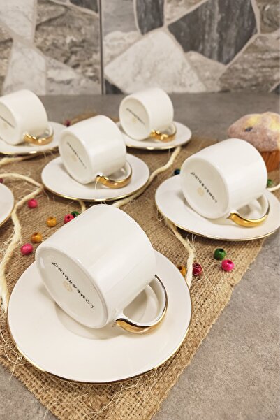 Digithome Σετ πορσελάνινο φλιτζάνι καφέ Lombardino Queen 6 ατόμων με επιχρύσωση