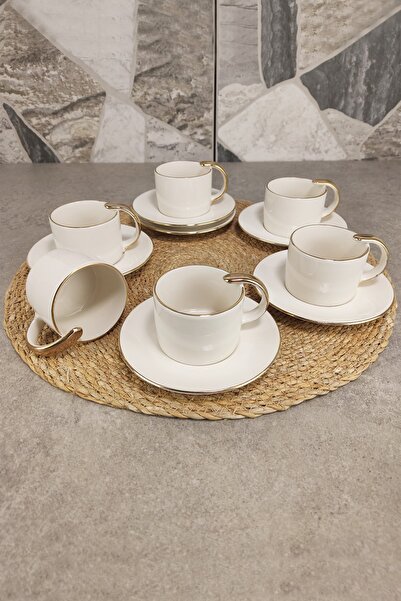 Digithome Σετ πορσελάνινο φλιτζάνι καφέ Lombardino Queen 6 ατόμων με επιχρύσωση