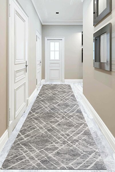 ALgorand Home Gray Modern Non-Slip Washable Base Cutting Roll Runner - River