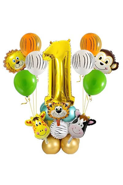 DÜVENCİ TİCARET مجموعة بالونات حيوانات الغابة سفاري مكونة من 29 قطعة من بالون...