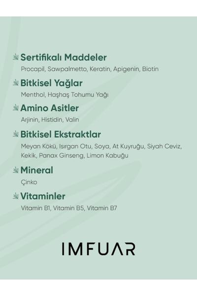 IMFUAR Saç Dökülmesine Karşı Bitkisel Şampuan 300 ml 22 Farklı Aktif Madde