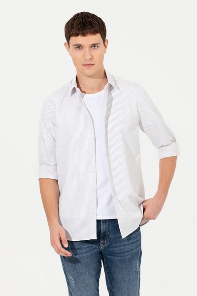 Pierre Cardin Cămașă pentru bărbați gri deschis