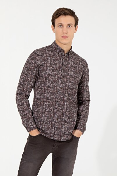 Pierre Cardin Ανδρικό πουκάμισο καφέ