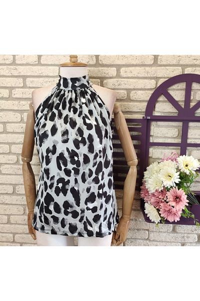 modakyra Legendary Women's Gray, Leopard Print Micro Fabric Blouse (GREY)