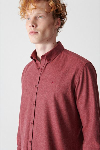 Avva Hemd - Bordeaux - Regular Fit