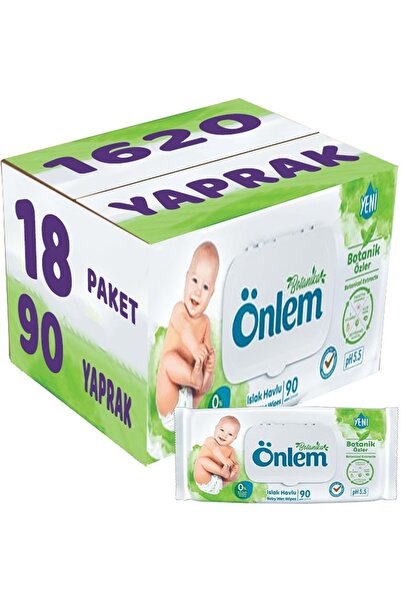 ÖNLEM مناديل مبللة 90 ورقة بخلاصة بوتانيكا (مجموعة من 18) 1620 ورقة بغطاء بلا...