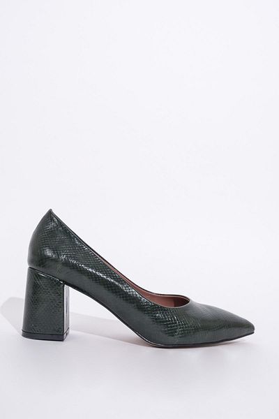 Modabuymus Marla Green Croc Printed Thick Heeled Stiletto Shoes