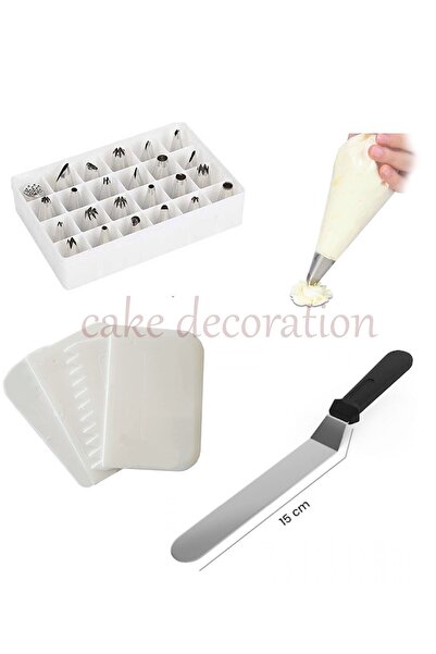 SANBON Krema Torbası - 24'lü Duy Seti - 4'lü Kazıyıcı- Pasta Paleti Set
