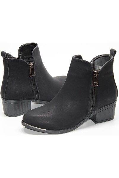 BİLENER Bot Kısa Topuk Zümrüt Greyzi Deri Fermuarlı Kaymaz Taban Yumuşak Kullanışlı Kaliteli