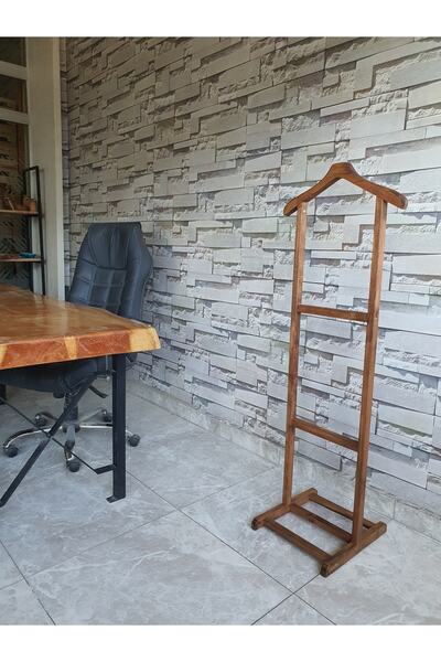 SMD Dizayn Ahşap Dilsiz Uşak Elbise Askısı Ofis Ceket Askısı-kahverengi