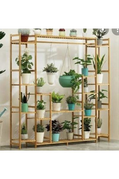 DEMBEY AHŞAP ATÖLYE Ahşap Saksılık Duvar Rafı Kitaplık Saksılık No 9 Naturel