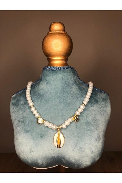 Stoneday Special Design Pearl Necklace with Seashell and Star Detail and Pearls