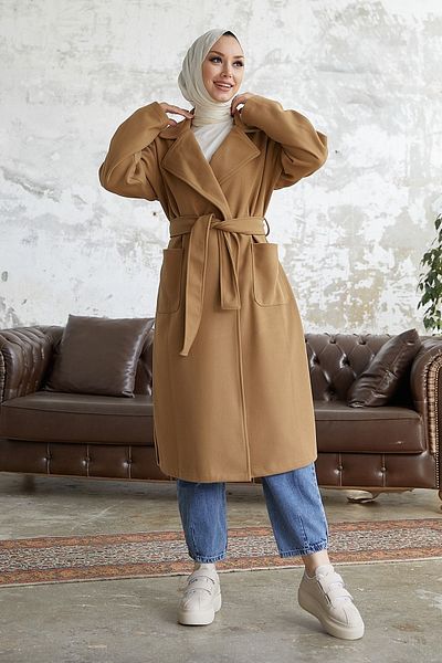 InStyle Kašmírový kabát Mabel Belted - Camel