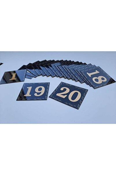 Door Number 5.5x6.5 Gold Yellow Printing on Black Floor Self Adhesive No:1 to 20