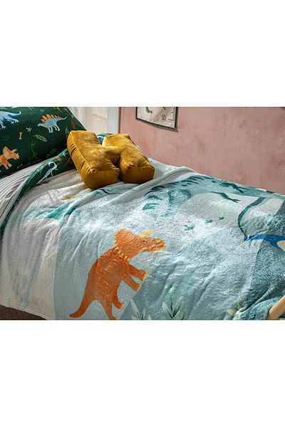 English Home Green Wellsoft Dinosaurs Kids Blanket - 150x200 Cm