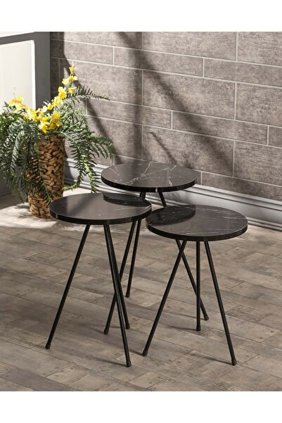 GOLDFALEZ Zigon Sehpa 3 Lü Metal Ayak  BENDİR