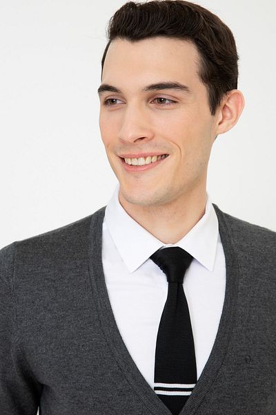 Pierre Cardin Tricotaj Gri Melange pentru bărbați Cardigan Basic
