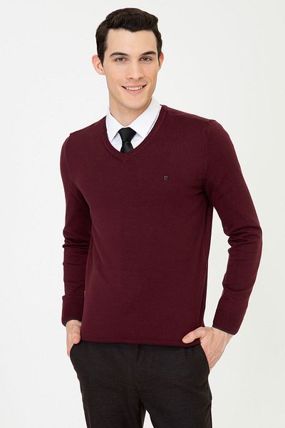 Pierre Cardin Men's Claret Red Sweater