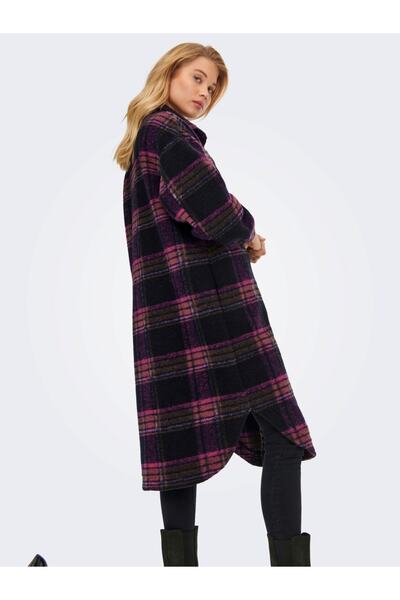 ONLY Onlandrea X-long Shacket Cc Отворена риза с яка и кариран десен, с двойни джобове