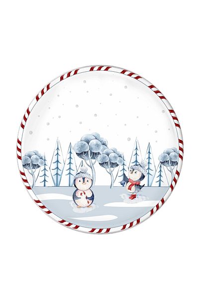 The Mia New Year's Penguin Stoneware 6-Piece Serving Plate 26cm New012