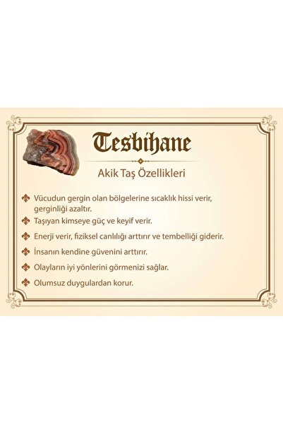 Tesbihane Non-Tarnish Metal Crescent Star Tasseled Barley Cut Red Agate Rosary101001481