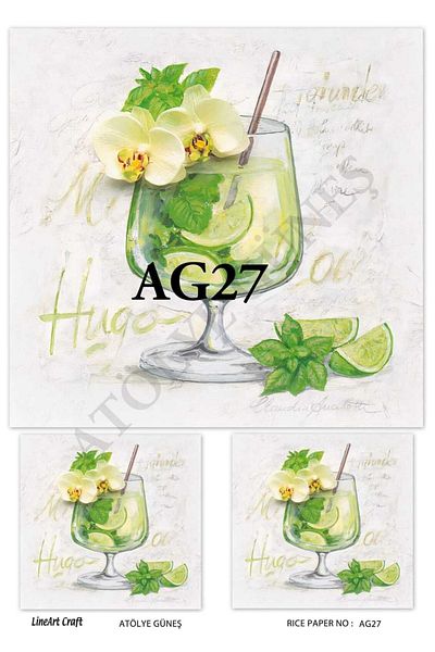 LİNEART Brass Decopage Paper La Ag27